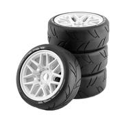 COMODO 8PCS 1/8 Scale RC On Road Tires e Wheels Set con 17mm Hex, Compatibile con 1/8 On-Road Racing Cars(4pcs White)