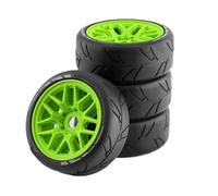 COMODO 8PCS 1/8 Scale RC On Road Tires e Wheels Set con 17mm Hex, Compatibile con 1/8 On-Road Racing Cars(4pcs Green)