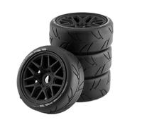 COMODO 8PCS 1/8 Scale RC On Road Tires e Wheels Set con 17mm Hex, Compatibile con 1/8 On-Road Racing Cars(4pcs Black)