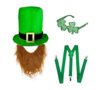 Comodo cappello e barba verde irlandese con cintura e occhiali accessorio per feste a tema festival irlandese