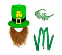 Comodo cappello e barba verde irlandese con cintura e occhiali accessorio per feste a tema festival irlandese