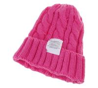 Comodo cappello invernale in misto cotone e lino per le donne protezioni per il freddo vestibilità spaziosa dimagrante texture a costine oversize caldo berretto lavorato a maglia per le donne, Rosso