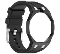 Comodo cinturino in silicone per Swatch Plus Ap Royal Oak, lunghezza regolabile, cinturino morbido con colori vivaci, tra cui nero, bianco, giallo, verde, rosa, blu, per una vestibilità sicura (nero)