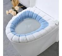 Comodo coperchio per WC, lavabile e caldo tutto l'anno (bianco e blu)