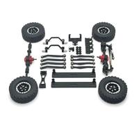 COMODO Metal Front And Rear Axle Link Rod Set con Pneumatici per 1/16 Scale RC Car - Include Pull Rod Mount, Side Pedal, Compatible Replacement Upgrade Parts(Black)