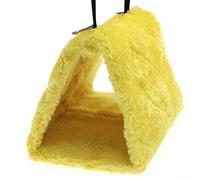 Comodo nido per pappagalli da appendere in peluche, ideale per l'arricchimento della gabbia (giallo L)