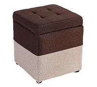 Comodo poggiapiedi in Lino Imbottito Contenitore Panca poggiapiedi Sgabello, cubo Organizer Box poggiapiedi Piedi in Legno Seduta Puff-Bianco 30X30X35Cm (12X12X14Inch)