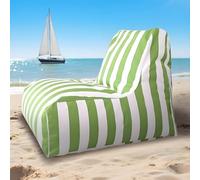 Comodo pouf galleggiante verde chiaro per piscina, non richiede imbottitura, grande pouf da spiaggia per interni ed esterni, elegante design a righe per il relax
