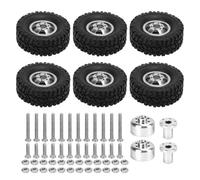 COMODO RC Pneumatici e Ronde Set - 6 Rubi con 4 Ruote di Alluminio, 68mm di Diametro, Compatibile con C14 C24 C34 C44 B14 B16 B24 B36 RC Cars(Silver)