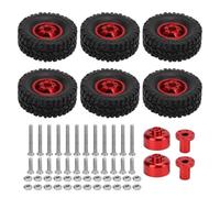 COMODO RC Pneumatici e Ronde Set - 6 Rubi con 4 Ruote di Alluminio, 68mm di Diametro, Compatibile con C14 C24 C34 C44 B14 B16 B24 B36 RC Cars(Red)