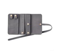 Comodo sacchetto per gioielli aperto con una sola mano da viaggio con tasche multiple per orecchini, anelli, collane (grigio)