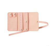 Comodo sacchetto per gioielli aperto con una sola mano per viaggi con tasche multiple per orecchini, anelli, collane (rosa)