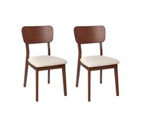 Comodo set di 2 sedie da pranzo Seduta imbottita Legno scuro Beige chiaro Minier