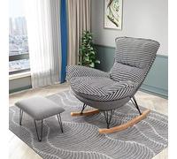 Comodo set di sedie a dondolo con poggiapiedi, sedia relax con schienale alto, per adulti, imbottita per il tempo libero, divano perfetto per rilassarsi e rilassarsi