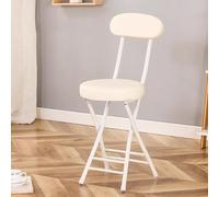 Comodo sgabello pieghevole con schienale, sedia imbottita salvaspazio per uso interno casa beige sedili pieghevoli per sala da pranzo e soggiorno