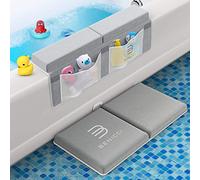 Comodo tappetino da bagno con ginocchiera e gomito, per bagnare i genitori, in schiuma indolore con tasche organizer per giocattoli, asciugatura rapida, pieghevole, antiscivolo per il bagno di