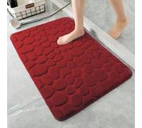 Comodo tappetino da bagno realizzato in memory foam con strato superiore simile alla pietra, offre resistenza allo scivolamento e ritenzione dell'umidità efficiente per l'uso quotidiano (vino rosso)