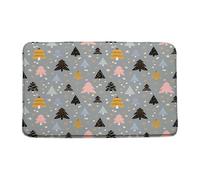 Comodo Tappetino di benvenuto Grey Cartoon Xmas Pine Stars Colorful Abstract Tree Tappeto d'Ingresso Tappetino per piedi 40×60cm per Vasca da Bagno,WC,Cucina