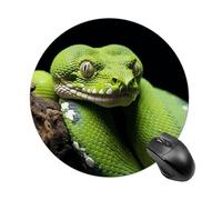 Comodo tappetino per mouse impermeabile con base in gomma antiscivolo, simpatico albero verde, pitone, rotondo, stampato, per computer portatile e ufficio