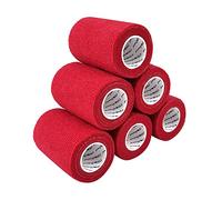 COMOmed non-stick pelle benda， coesiva elastica mediche ，autoadesive benda ，mani caviglie nastro elastico， autoadesivo salvapelle sport nastro bendaggio sportivo 7.5cmX4.5m (Rosso, 6 Rotoli)