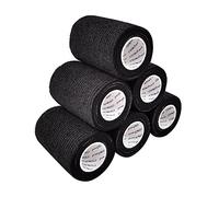COMOmed non-stick pelle benda， coesiva elastica mediche ，autoadesive benda ，mani caviglie nastro elastico， autoadesivo salvapelle sport nastro bendaggio sportivo 7.5cmX4.5m (Nero, 6 Rotoli)
