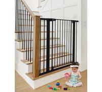 COMOMY 91,5cm Cancelletto per cani Extra Alto, per Scale e Porte, 75 a 103cm di Larghezza, Montato a Pressione Cancellino Bambini di Sicurezza Extra Largo a Chiusura Automatica per Casa, Nero