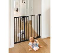 COMOMY 91,5cm Cancelletto per cani Extra Alto, per Scale e Porte, 75 a 117cm di Larghezza, Montato a Pressione Cancellino Bambini di Sicurezza Extra Largo a Chiusura Automatica per Casa, Nero