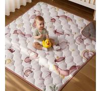 COMOMY Tappeto Gioco Bambini 127x127 cm, Pieghevole e Lavabile - Tappetone Neonato Morbido ispessita con Fondo Antiscivolo per Gattonamento, per Box, Rosa