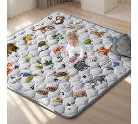 COMOMY Tappeto Gioco Bambini 127x127 cm, Pieghevole e Lavabile - Tappetone Neonato Morbido ispessita con Fondo Antiscivolo per Gattonamento, per Box, Grigio