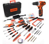 COMOWARE Kit combinato di trapano senza fili da 16,8 V, 153 pezzi, kit di attrezzi per la casa, set di attrezzi professionali per la casa per uomini, kit di strumenti di base con trapano elettrico,
