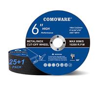 COMOWARE Ruote tagliate da 15,2 cm, confezione da 25 pezzi, ruote da 15,2 x 0,04 x 7/8 pollici, ultra sottili, metallo e acciaio inossidabile, per smerigliatrice angolare, disco da taglio in metallo per smerigliatrice angolare