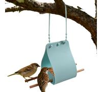 Compact Bird Feeder, Silicone Tray Wooden Perches, Adjustable Strap Feeders, Sturdy Bird Feeder with Eco Friendly Material, Outdoor Feeders Simple Design, Garden Backyard Decor for Birds Lovers