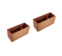Compact Brown Wood Desk Organizer Box Efficient Storage for Cards and Stationery