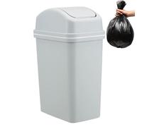 Compact Swing-Top Waste Bin with Lid, 10l Leak-Proof Trash Container for Bathroom, Kitchen Counter, Bedroom Corner, Offices Desk, or Under Sink Organization, 10.63x6.97x16.14 Inches