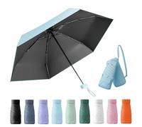 Compact Umbrella, Donna Pieghevole Portatile, Ombrello Piccolo, Mini Ombrello, Anti UV, Con Scatola Porta Capsule, Impermeabile e Antivento, Sia Per Uomo Che Per Donna (azzurro)