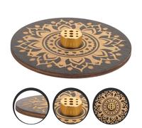 Compact Wooden Incense Burner Black Reusable Holder for Yoga and Meditation