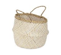 Compactor Belly Basket, Grande, 35x35x32 cm, Intrecciato a Mano in Vietnam, Bianco, Realizzato con Erba Marina e Carta