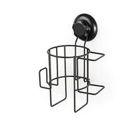 Compactor BESTLOCK Black Porta Asciugacapelli Nero, 17x13x23 cm, Chrome 24H con Ventosa, Dimensione L