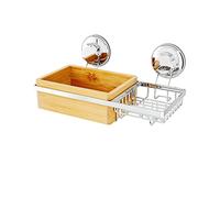 Compactor BESTLOCK Spa Porta Sapone da Parete, Grande, Collezione Spa, 27.3x15x13.5 cm, Naturale, bambù e Acciaio Cromato