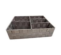 Compactor Cesto, 3 Scomparti, 32 x 25 x 8 cm, Tessuto Intrecciato, Tessuto, Grigio