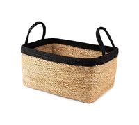 Compactor Cesto portaoggetti in alga marina con manico, ideale per bagno, camera da letto, salotti e corridoi, marrone naturale con bordo in iuta nera, taglia L, gamma Tahna