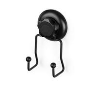 Compactor Gancio Bagno Doppio, Fissaggio a Ventosa, Fino a 6 kg, Acciaio Nero Opaco Antiruggine, 7.1 x 5.5 x H.13.5 cm, RAN9773