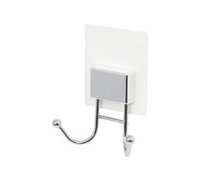 Compactor Gancio Doppio BESTLOCK Magic per Bagno 10.5x4.5x13 cm Cromo Placcato Auto Adesivo