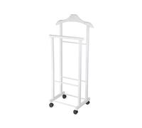 Compactor Hector, Indossatore doppio da camera in legno con ruote, 28.5 x 43 x 97 cm, Made in Italy, Colore Bianco, RAN7877