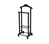 Compactor Hector, Indossatore doppio da camera in legno con ruote, 28.5 x 43 x 97 cm, Made in Italy, Colore Nero, RAN11619