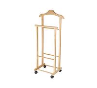Compactor Hector, Indossatore doppio da camera in legno con ruote, 28.5 x 43 x 97 cm, Made in Italy, Colore Legno Naturale, RAN7876