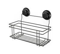 Compactor Mensola Bagno, Fissaggio a Ventosa, Fino a 12 kg, Acciaio Nero Opaco Antiruggine, 30 x 15 x H.20.5 cm, RAN9788