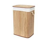 COMPACTOR RAN5217 Cesto portabiancheria rettangolare pieghevole in bambù, naturale, POLICOTONE BAMBOÙ, 45 x 35 x H. 60 cm