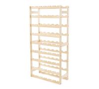 Compactor - Scaffale per bottiglie in legno certificato FSC - 54 bottiglie - Organizzatore per vino da parete - Pino naturale - per cantina, cucina o soggiorno - Stile sobrio e robusto