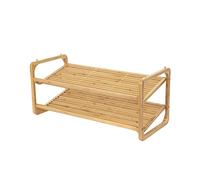 Compactor Scarpiera in bambù, 8 Paia di Scarpe, 2 Ripiani, Impilabile, 75 x 33 x H. 34 cm, Marrone, RAN8723